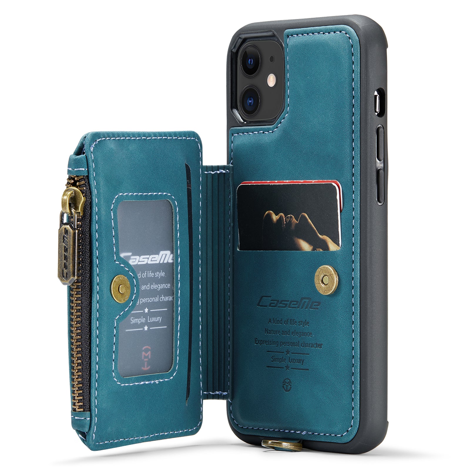 CASEME C20 Series for iPhone 12 12 Pro 6.1 inch RFID Blocking Handbag Kickstand Phone Cover PU Leather Coated TPU Zipper Wallet Case with Strap CASEME C20 Series for iPhone 12 12 Pro 6.1 inch RFID Blocking Handbag Kickstand Phone Cover PU Leather Coated TPU Zipper Wallet Case with Strap